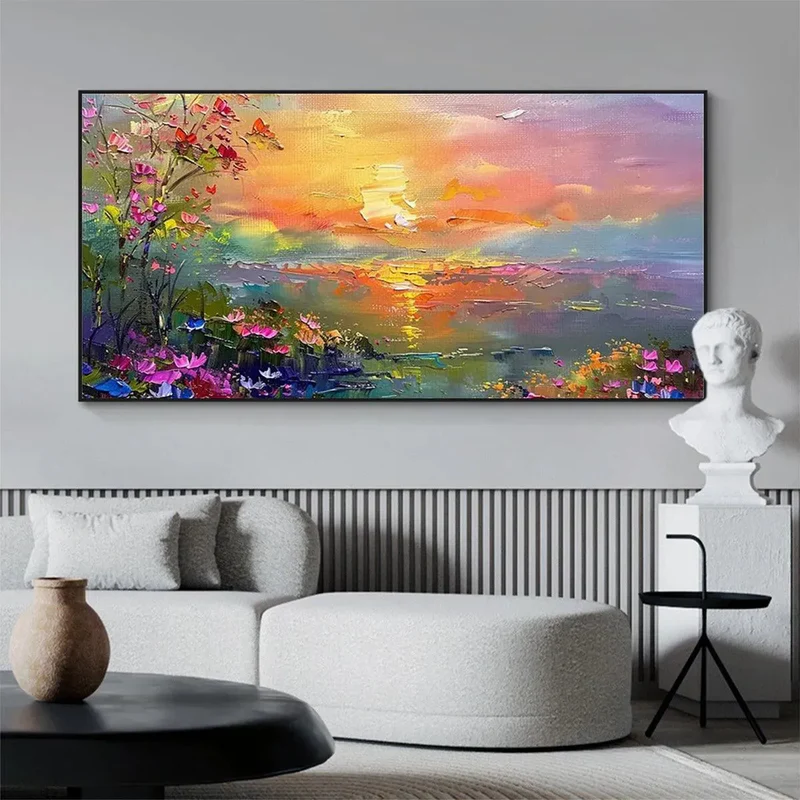 Sunset Landscape Textured Painting