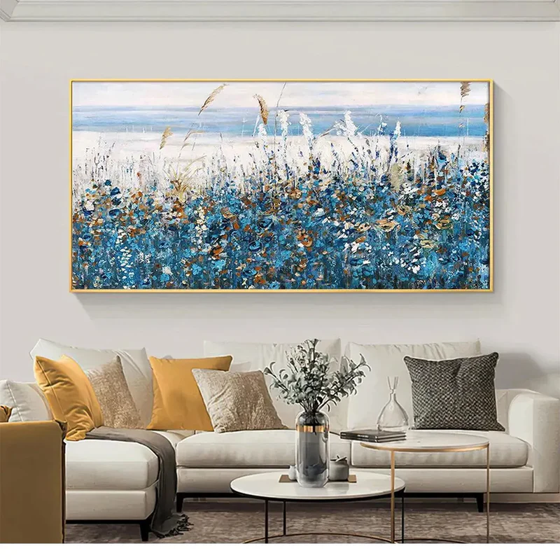 Blue Coastal Textured Painting