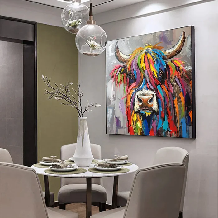 Rainbow Spirit Highland Cow Painting #AR014