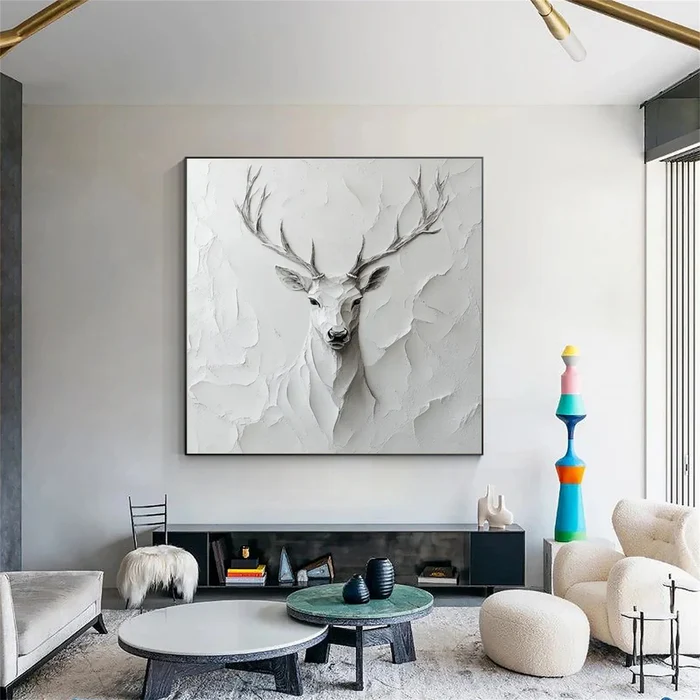 Silent Grace Deer Textured Painting #AR013