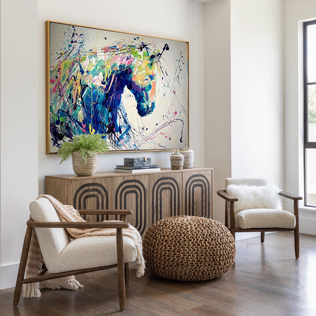 Equine Energy: A Vibrant Abstract Horse Art for Living Room Decor