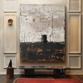 Vestige of Time: Raw Wabi Sabi Textured Abstract Painting in Black and White