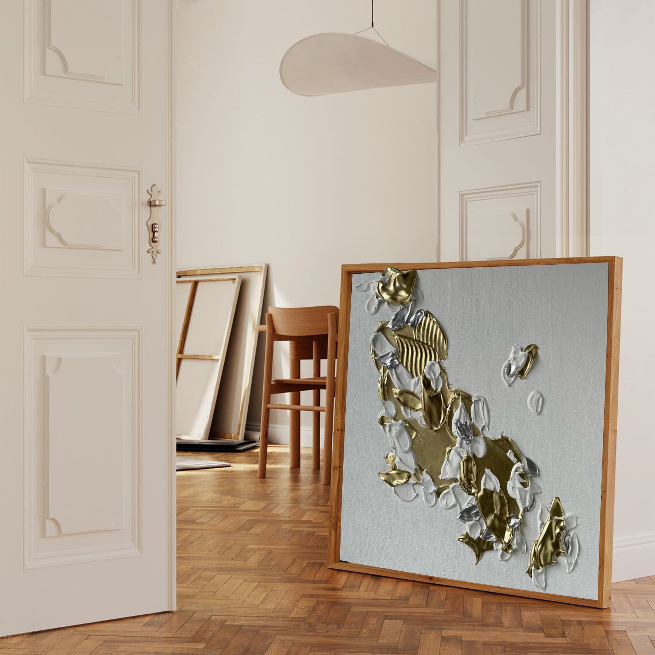 Golden Drift Luxe Abstract Painting