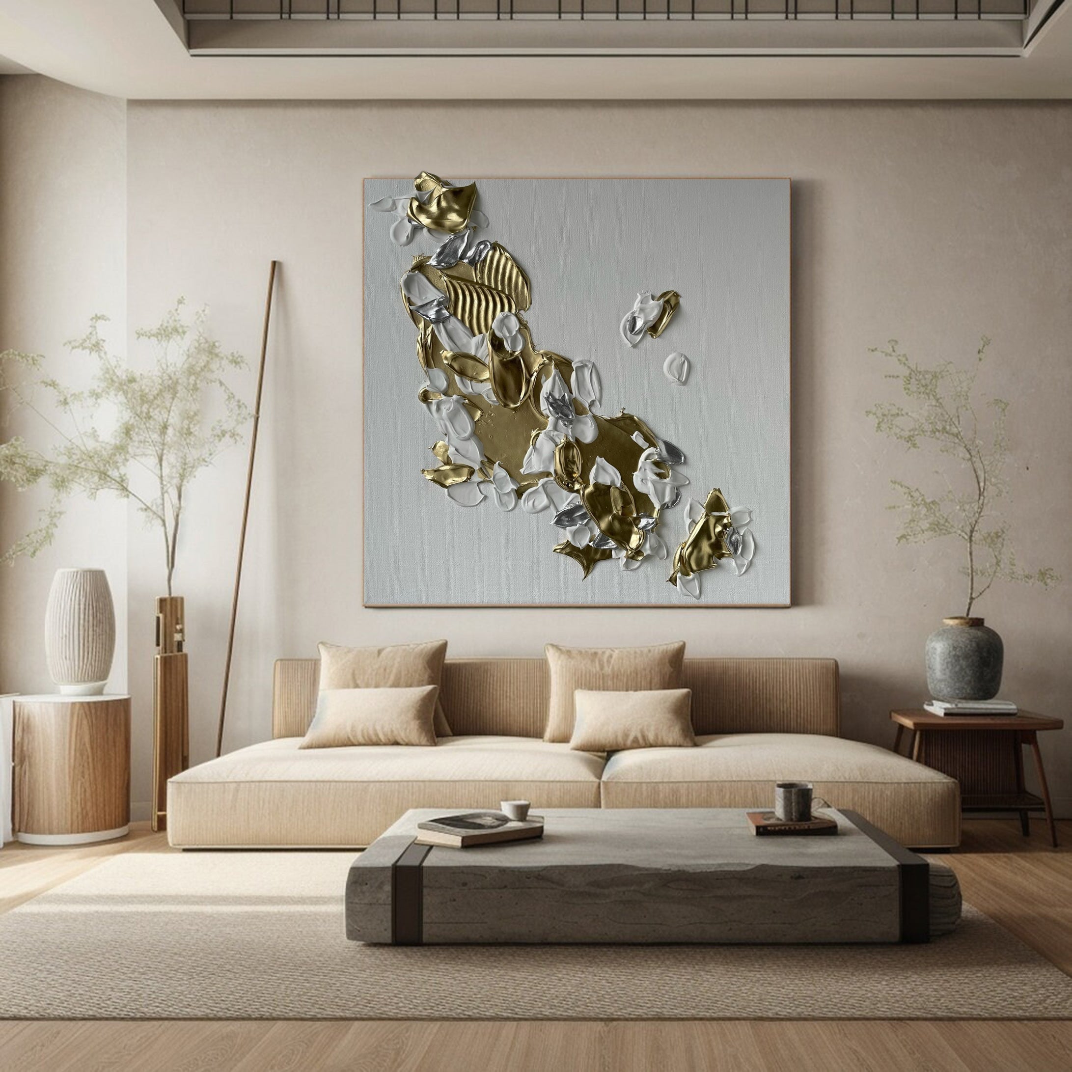 Golden Drift Luxe Abstract Painting