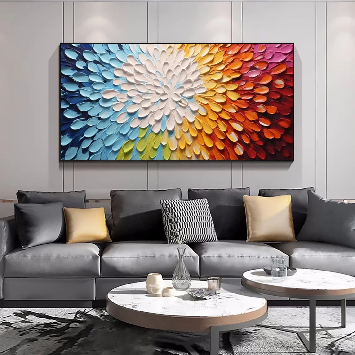 Radiant Spectrum Textured Abstract Painting