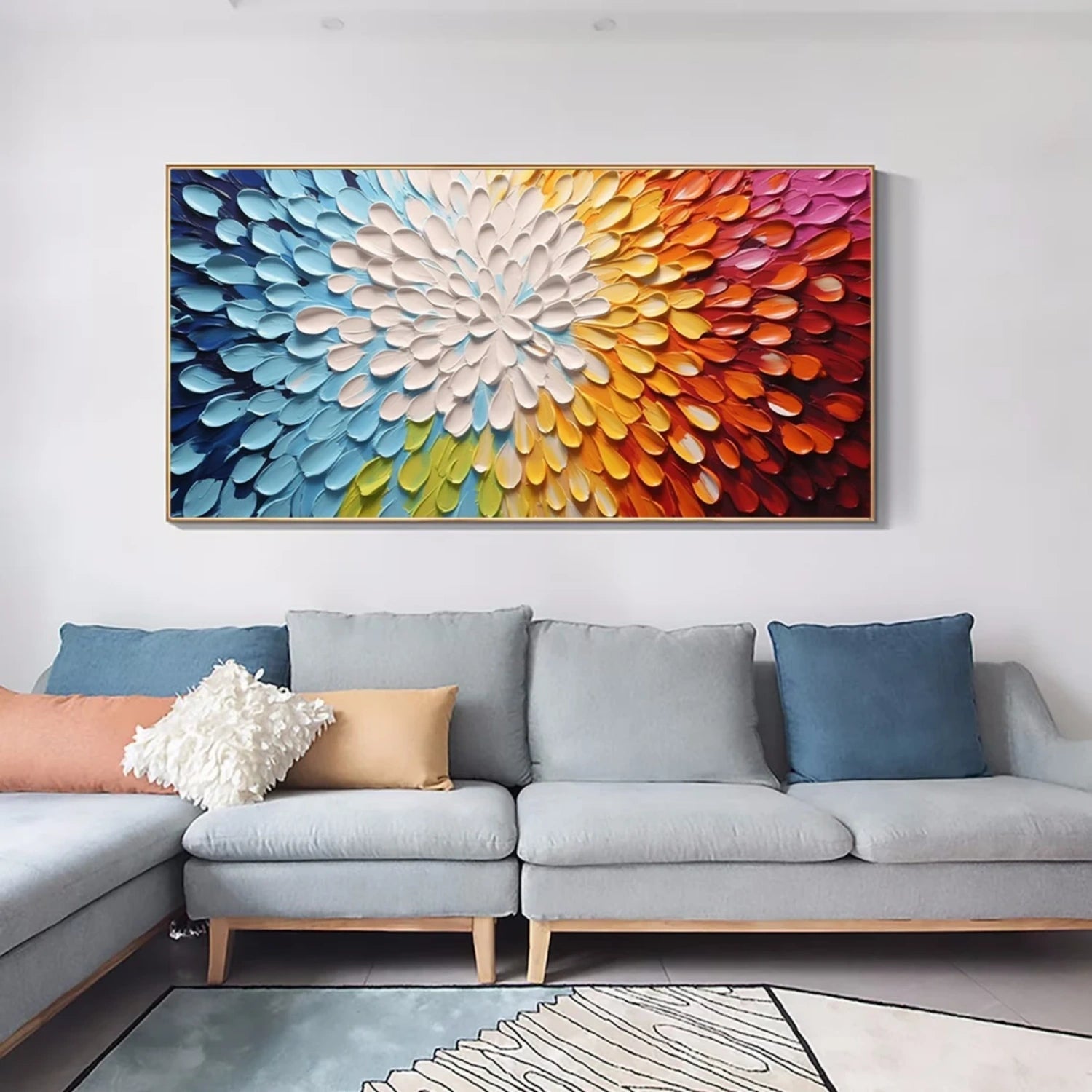 Radiant Spectrum Textured Abstract Painting