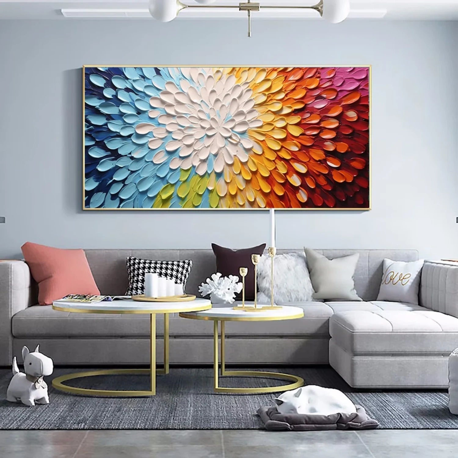 Radiant Spectrum Textured Abstract Painting