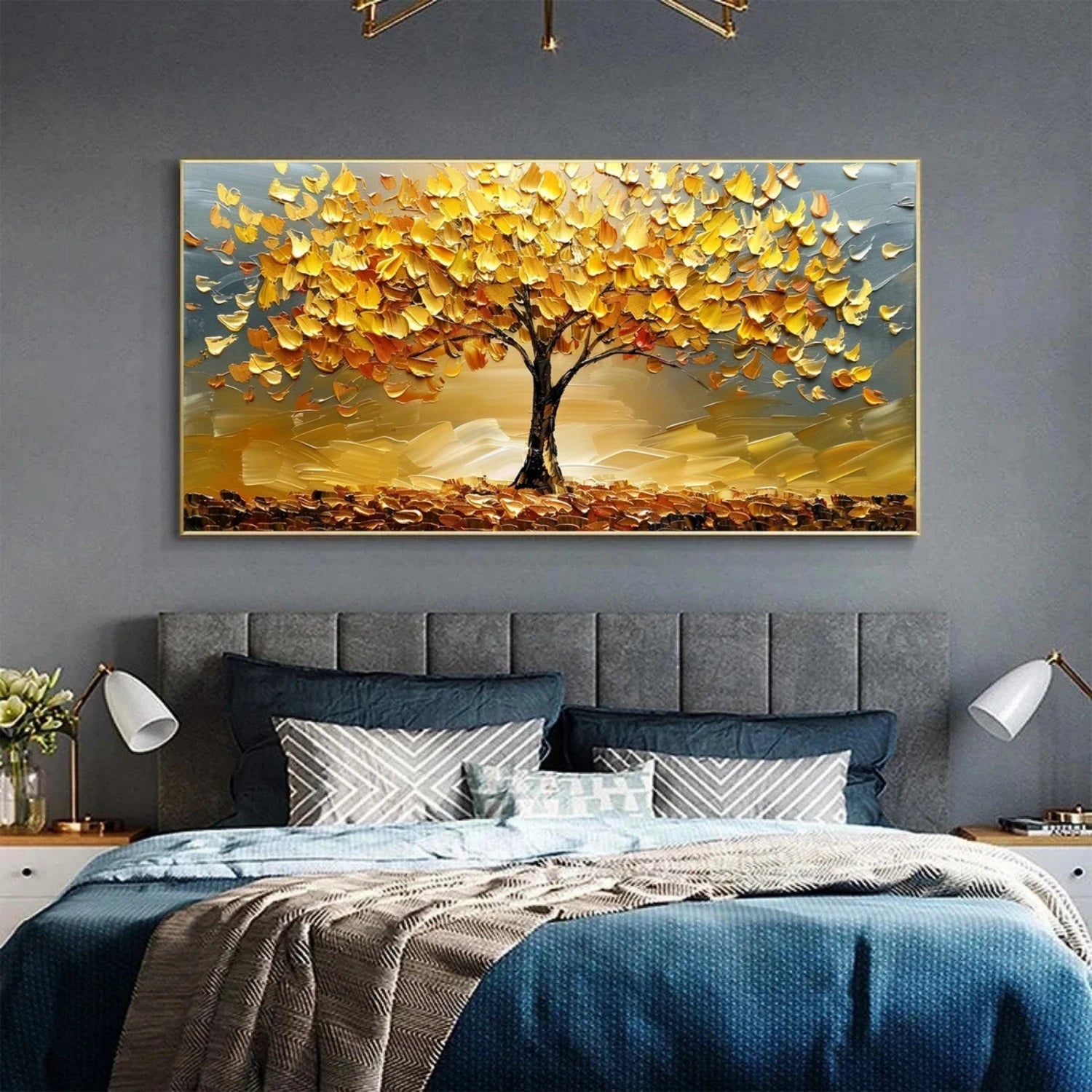 Autumn Glow Golden Tree Abstract Painting