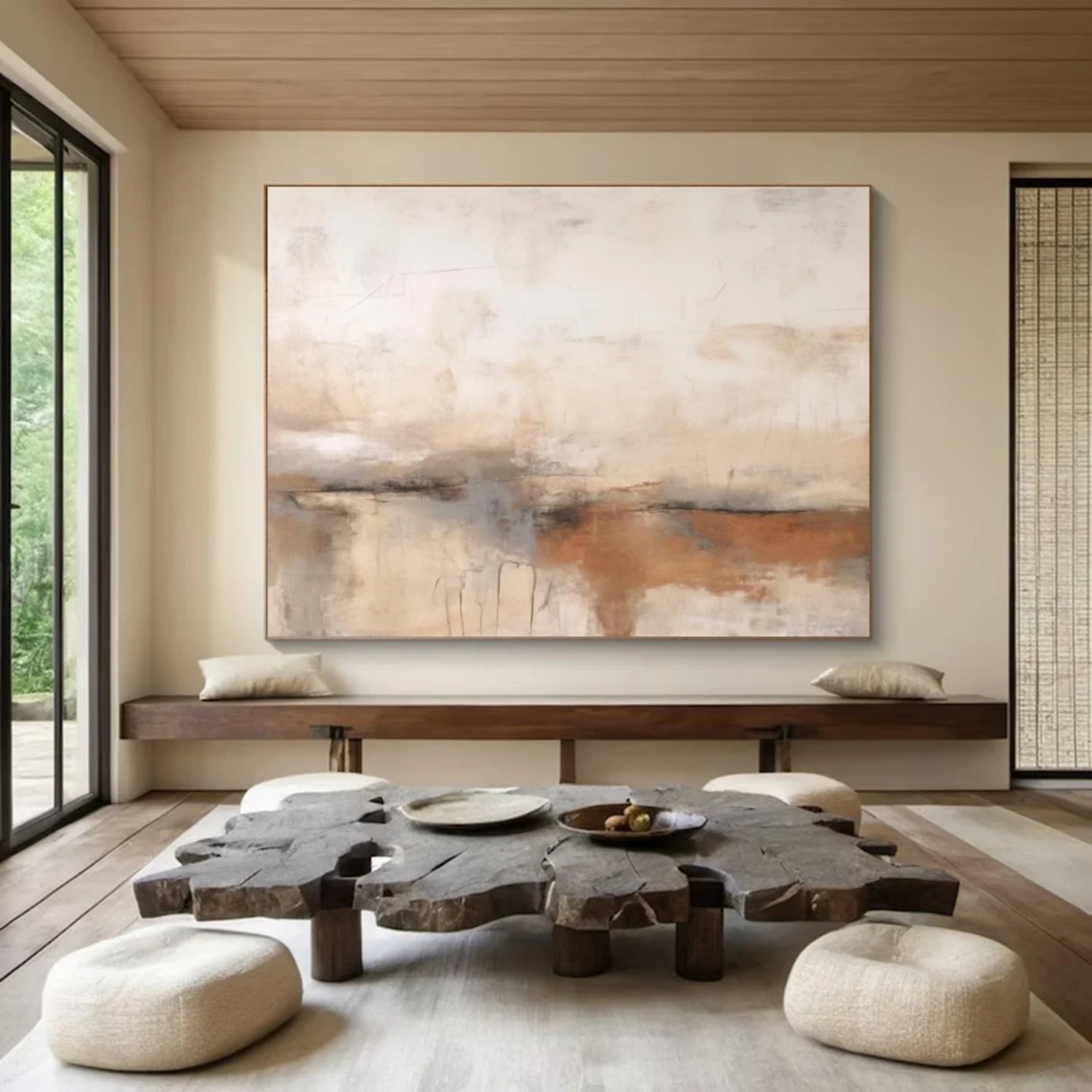 Quiet Horizon Neutral Abstract Painting