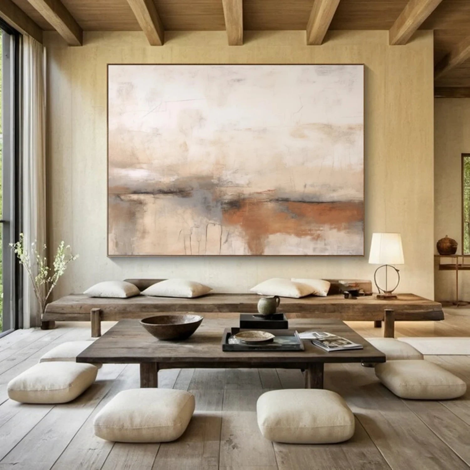 Quiet Horizon Neutral Abstract Painting