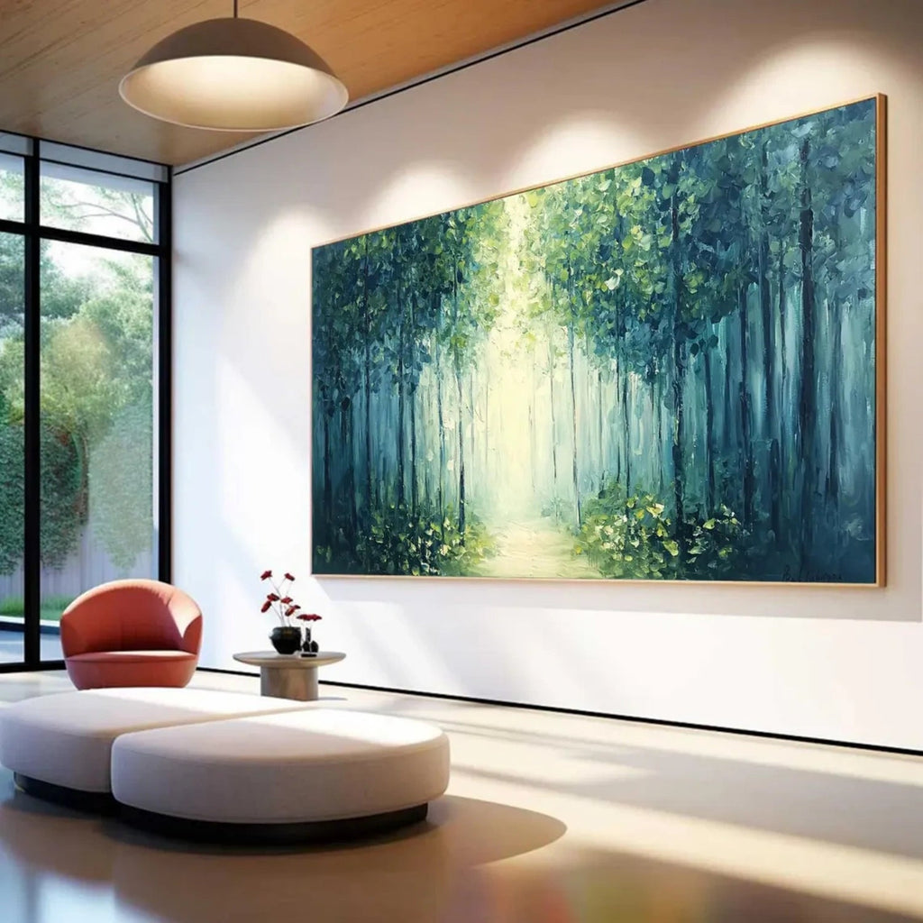 Misty Emerald Forest Path Painting