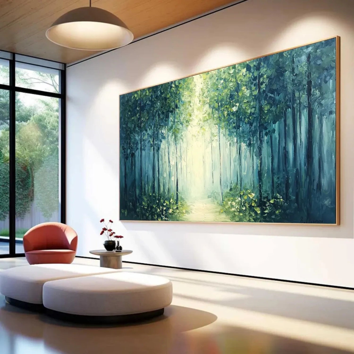 Misty Emerald Forest Path Painting