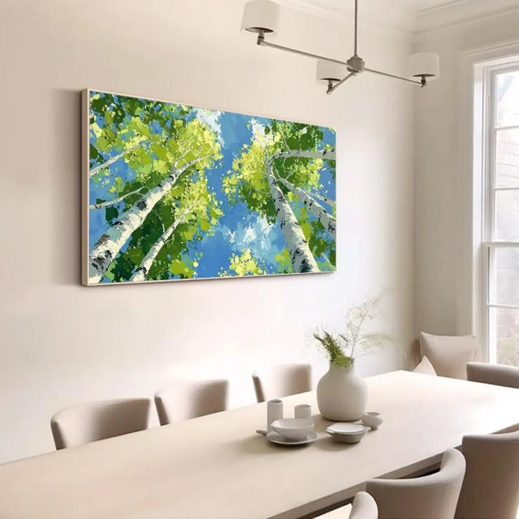 Looking Up Spring Birch Forest Abstract Painting