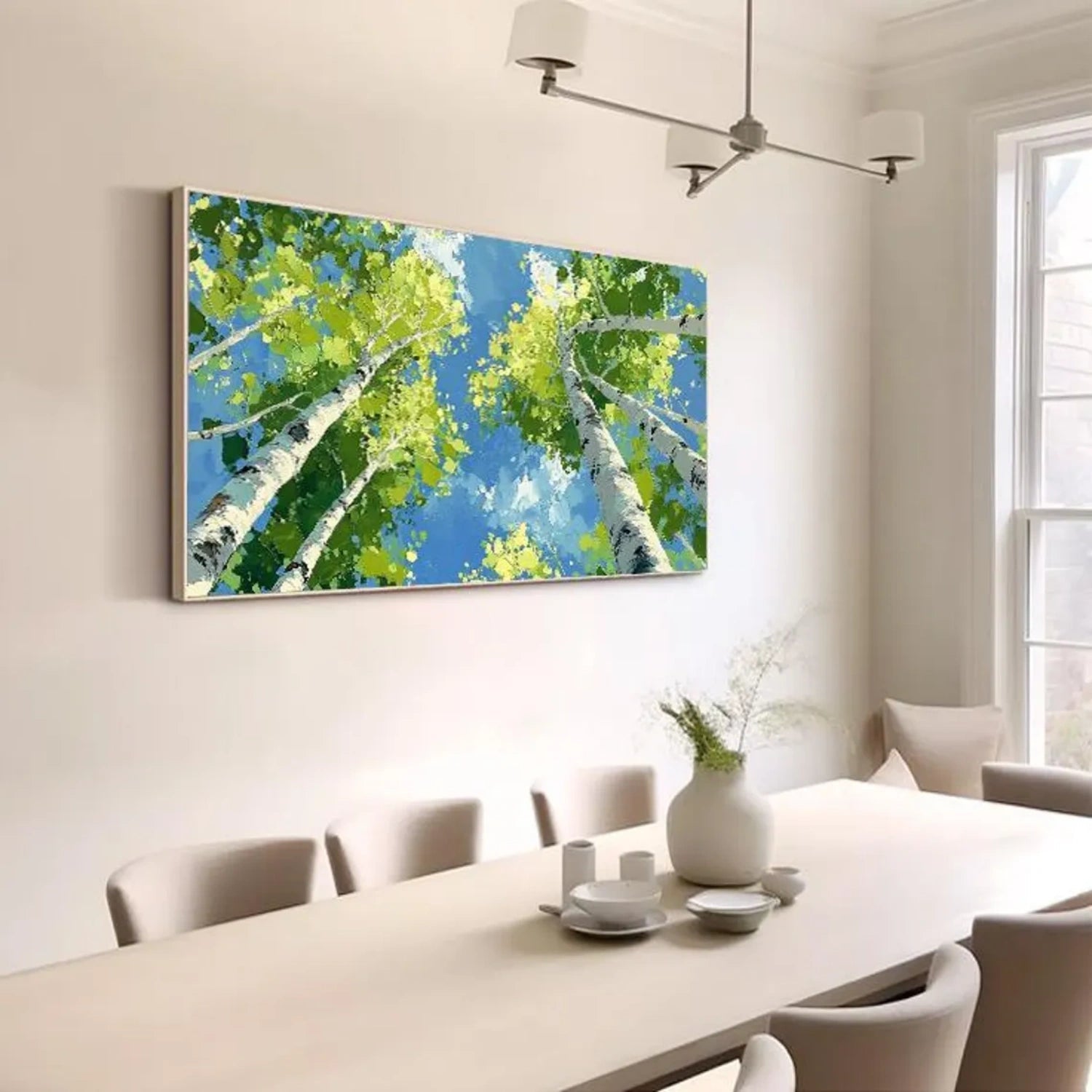 Looking Up Spring Birch Forest Abstract Painting