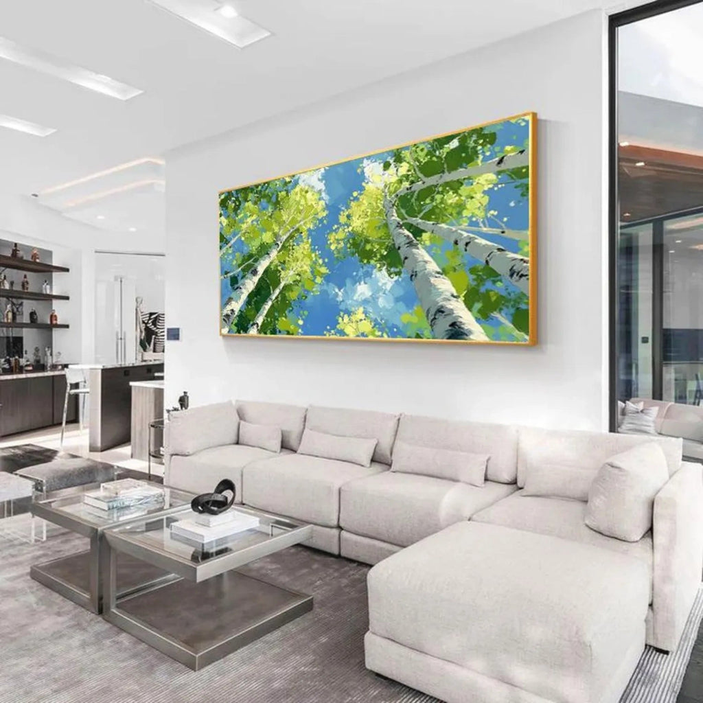 Skyward Birch Canopy Landscape Painting