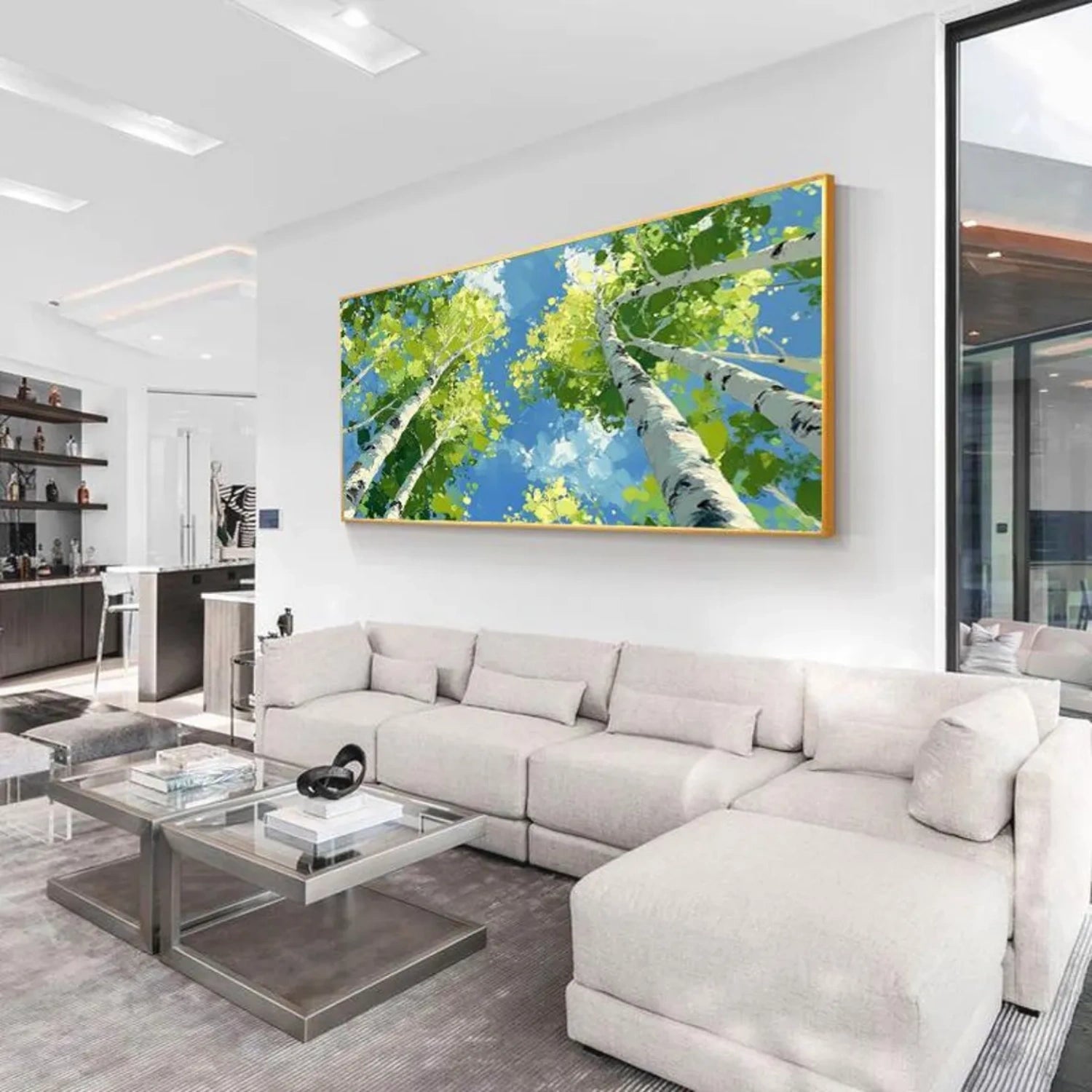 Skyward Birch Canopy Landscape Painting