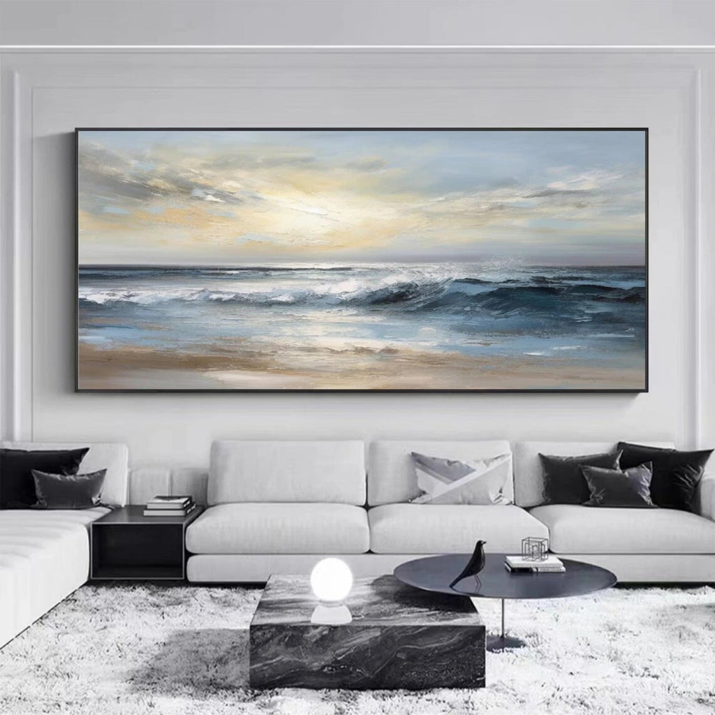 Calm Horizon Blue Seascape Painting