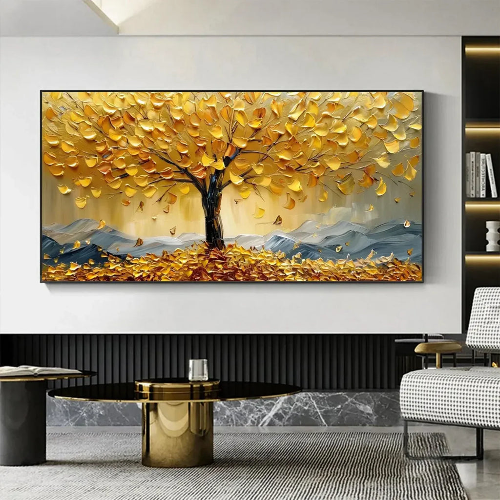 Golden Canopy Tree Abstract Painting