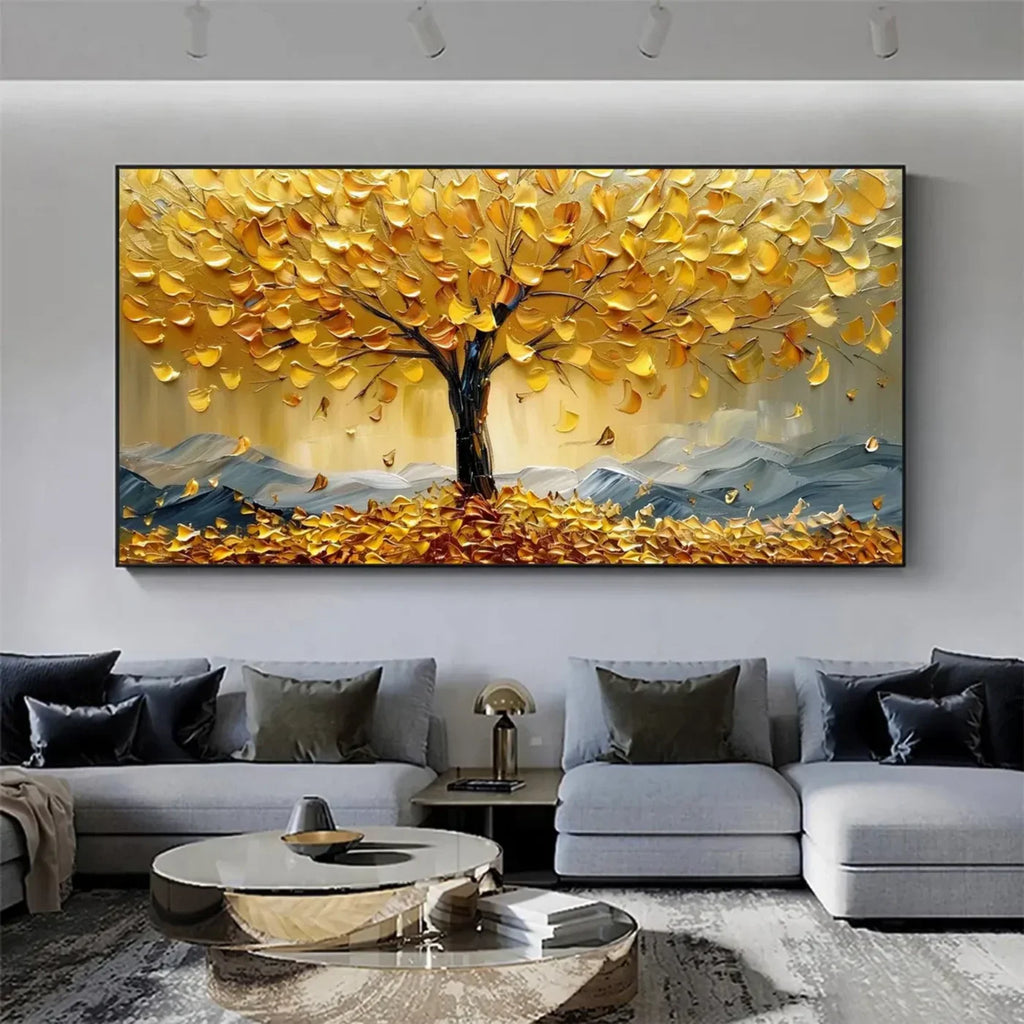 Golden Canopy Tree Abstract Painting