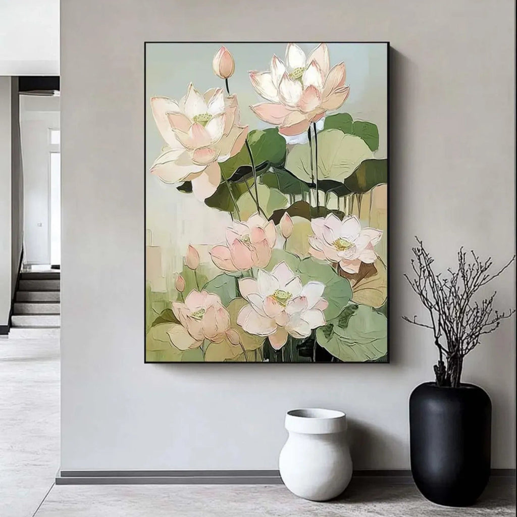 Serene Lotus Bloom Abstract Painting