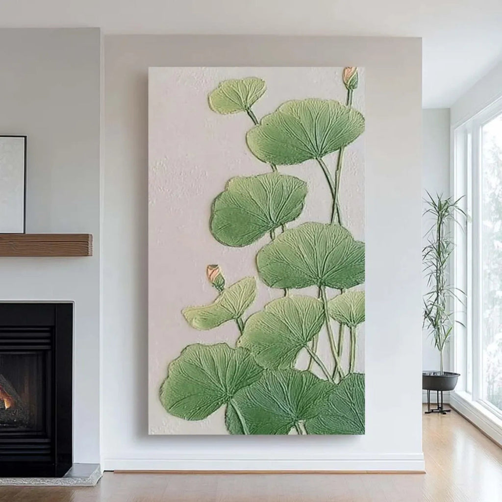 Verdant Zen Lotus Leaf Painting