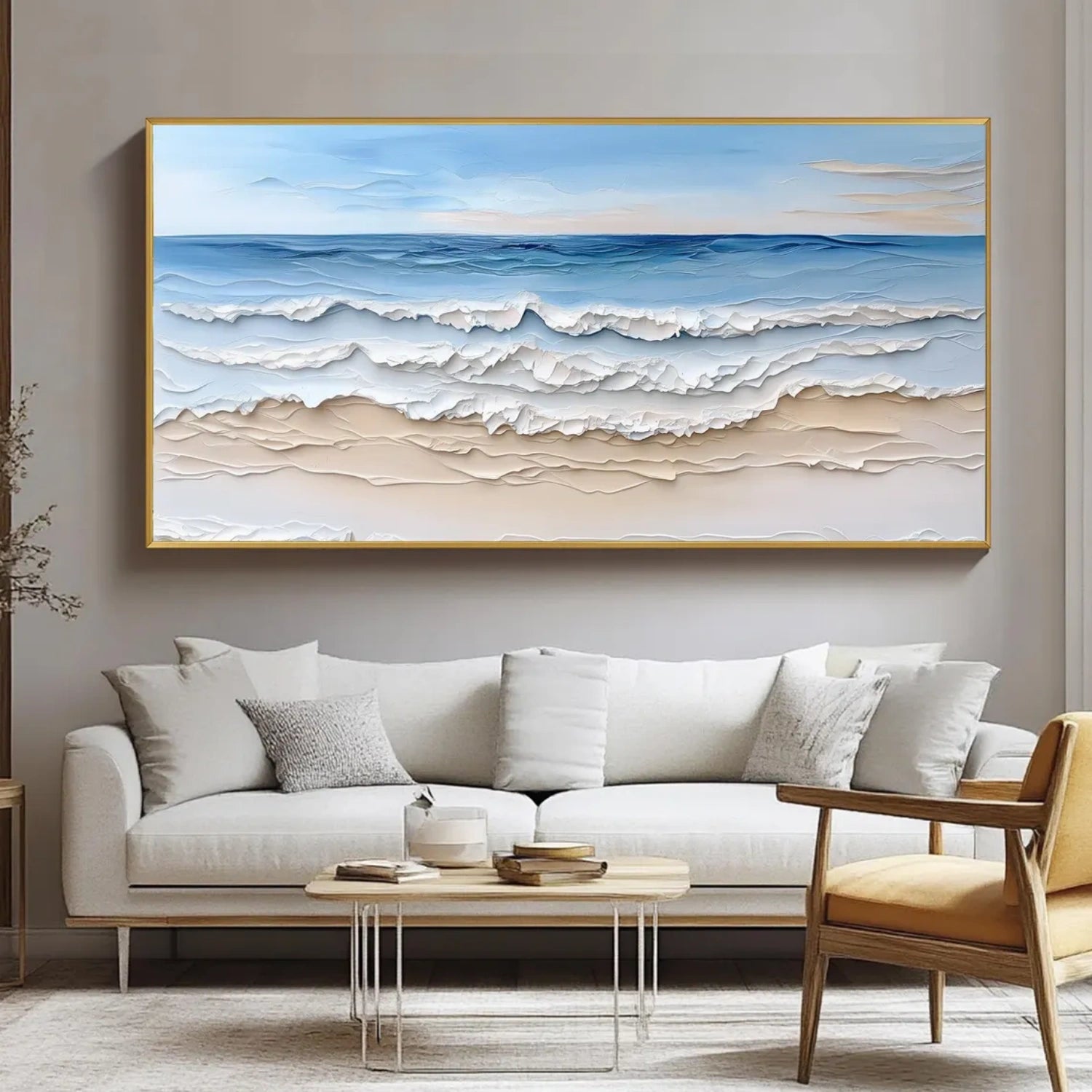 Calm Horizon Blue Seascape Painting
