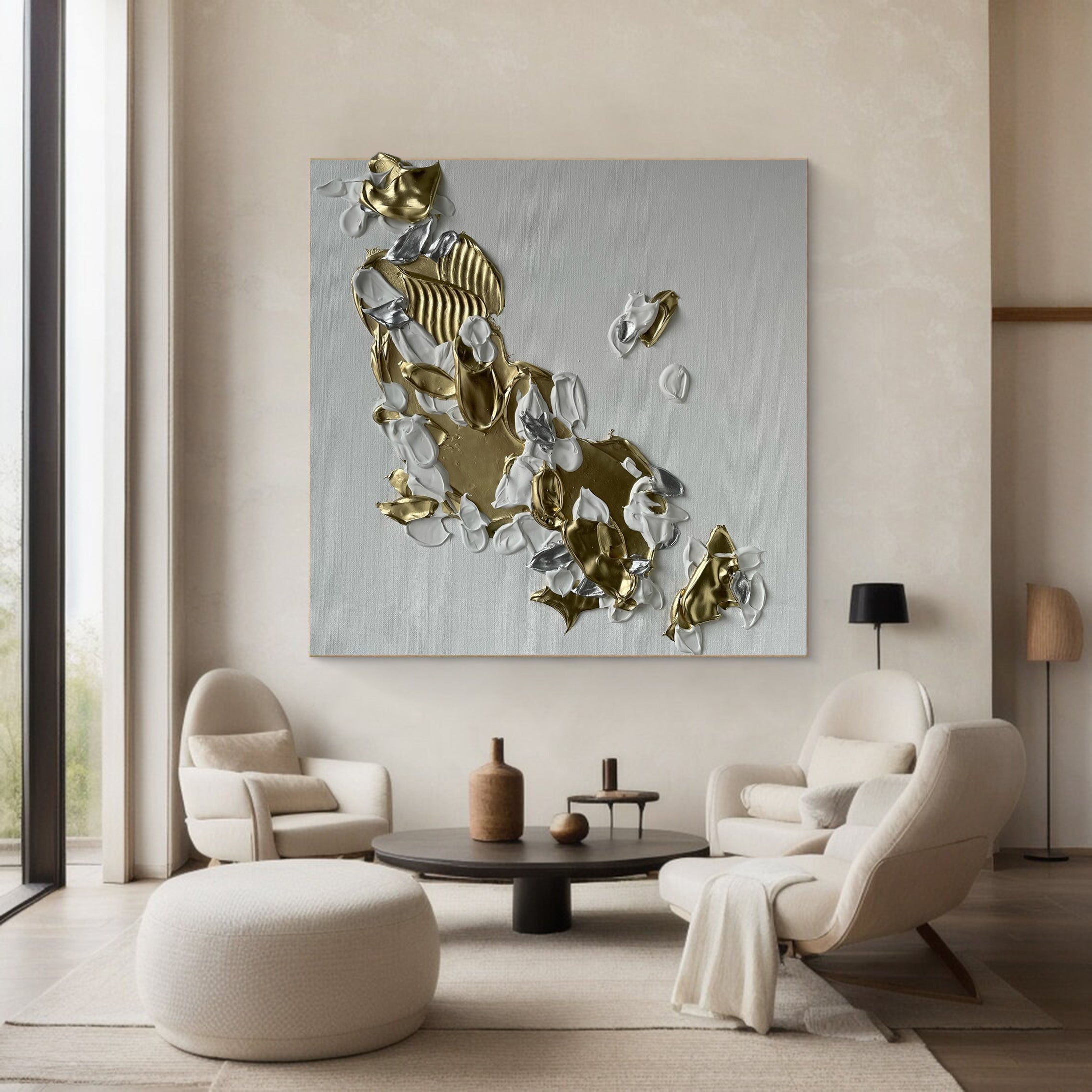 Golden Drift Luxe Abstract Painting