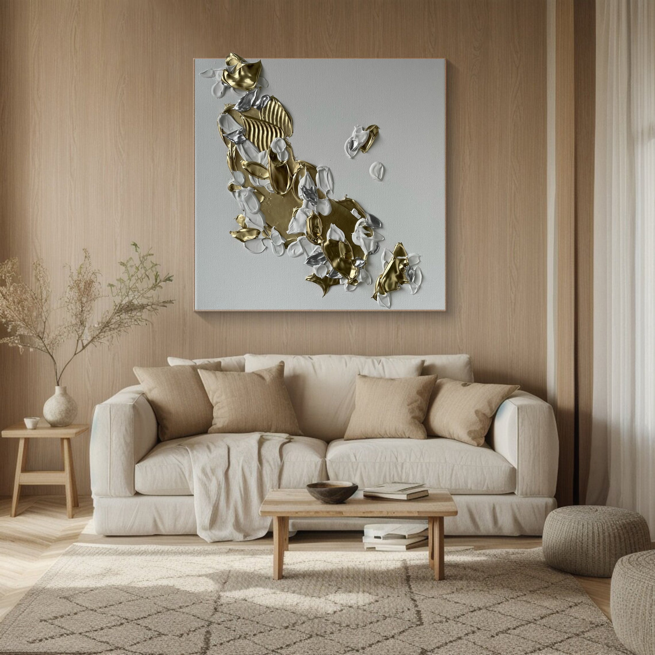 Golden Drift Luxe Abstract Painting