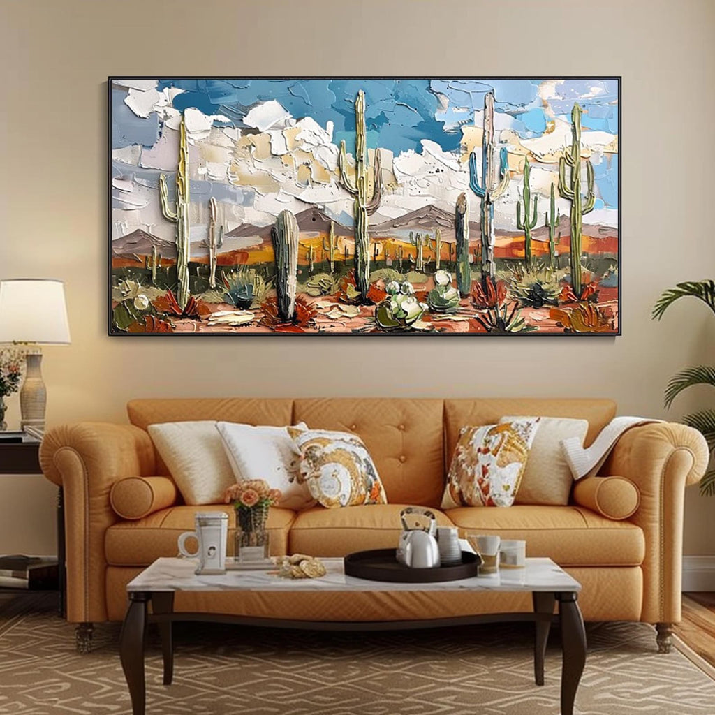 Desert Bloom: A Textured Abstract Desert Art for Living Room Decor