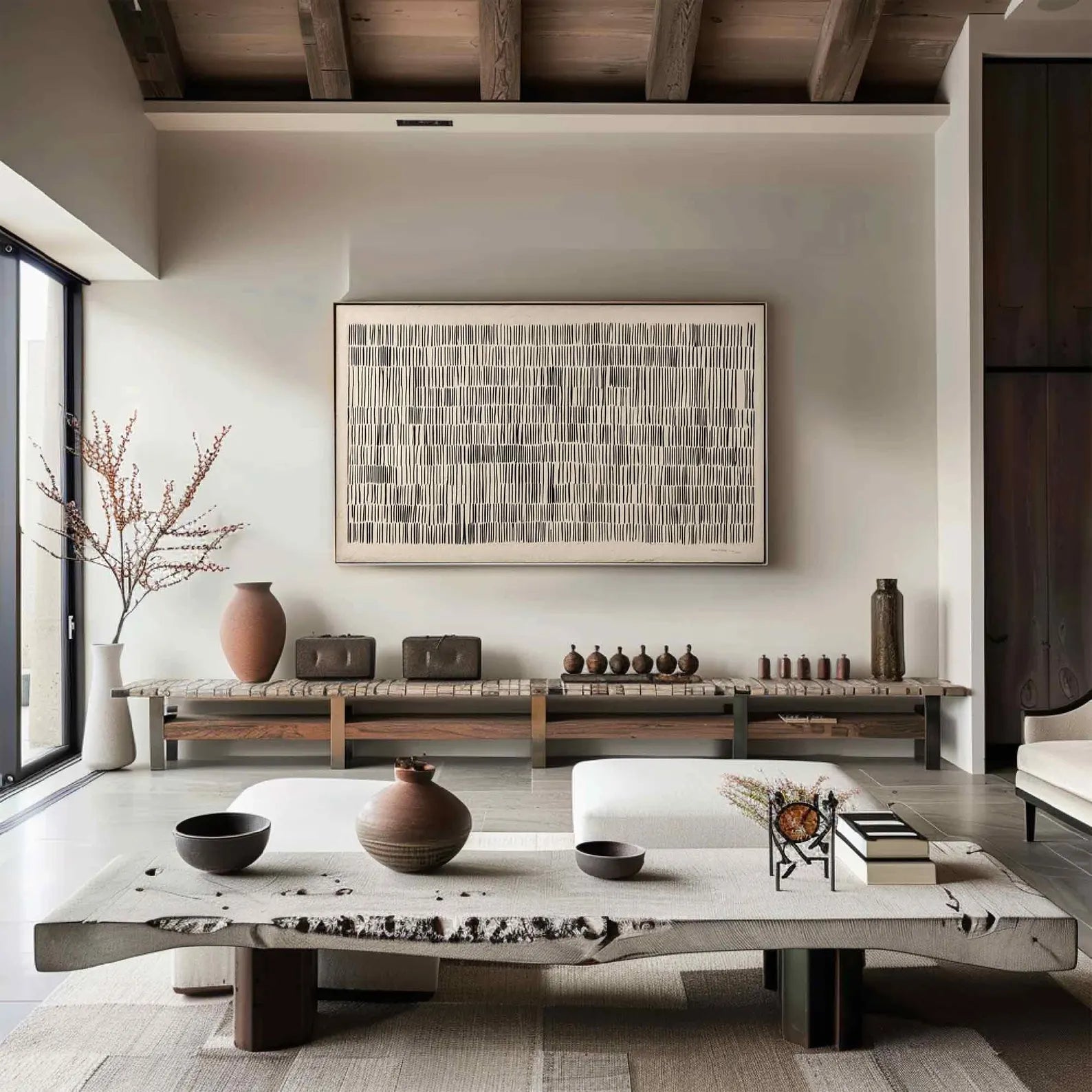 Black & White Geometric Abstract Painting