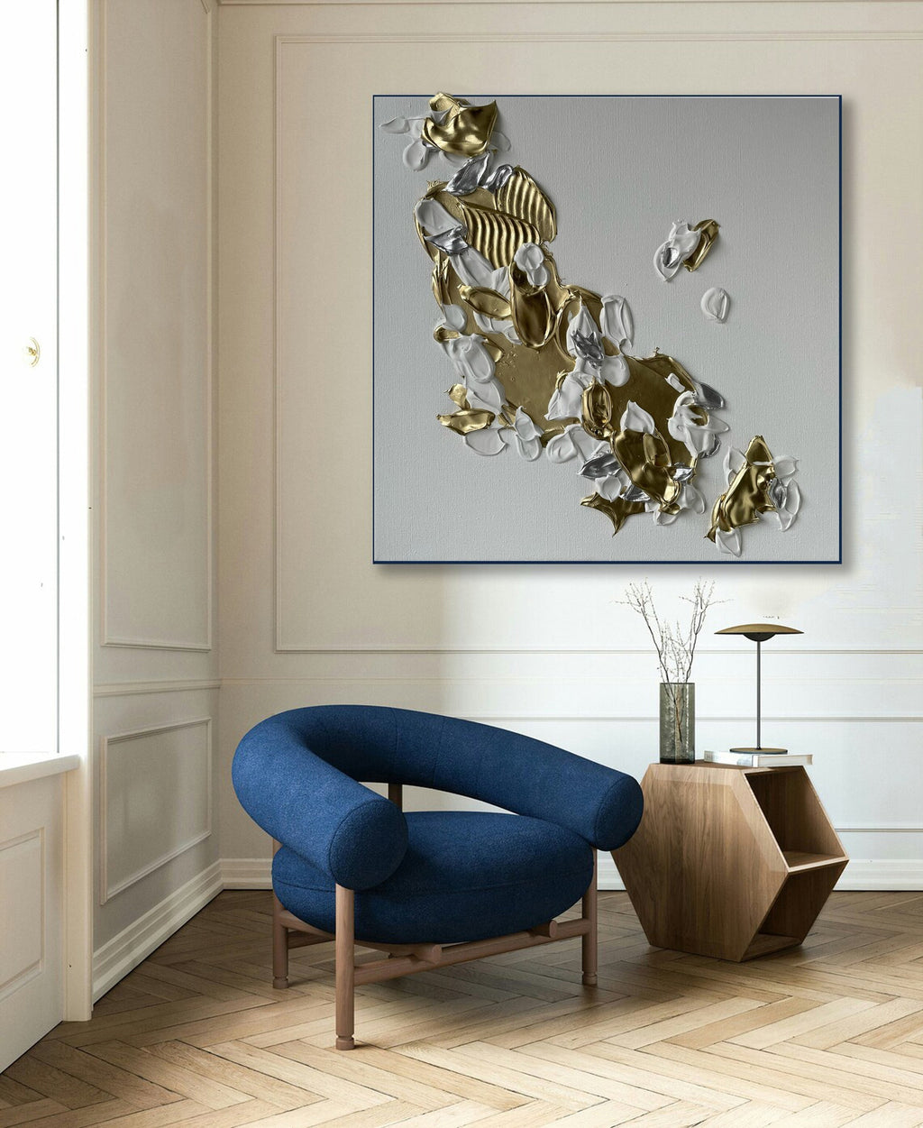 Golden Drift Luxe Abstract Painting