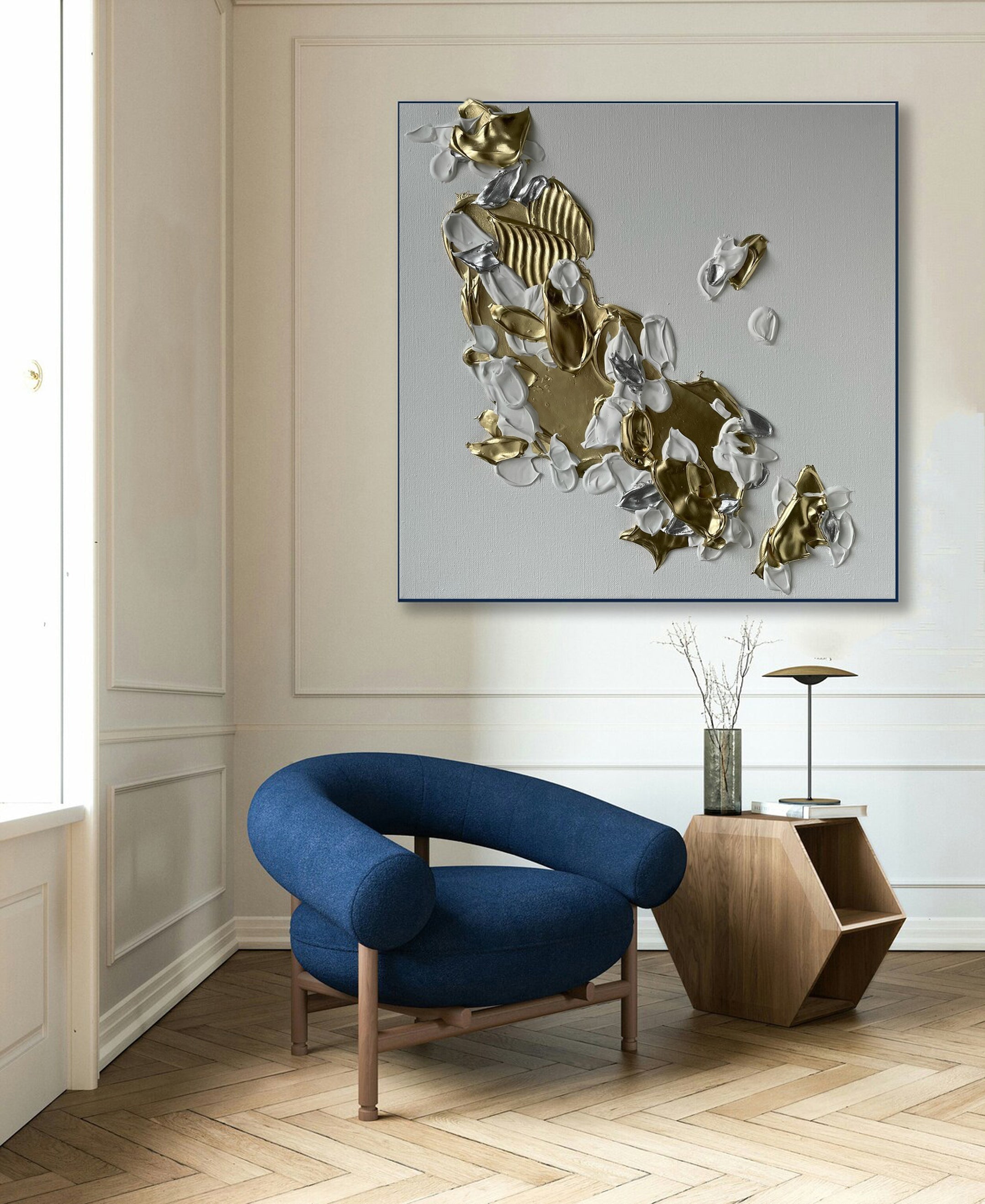 Golden Drift Luxe Abstract Painting