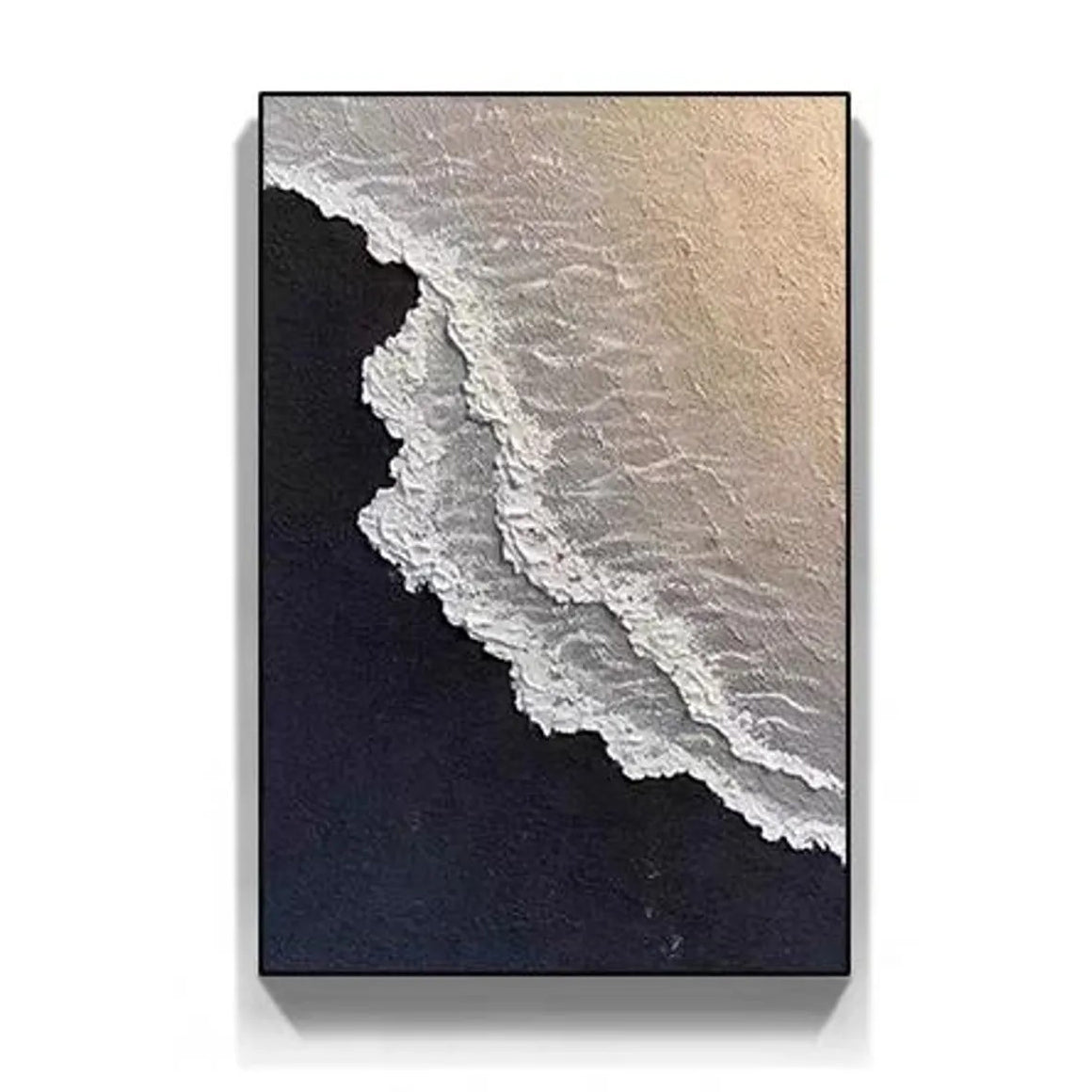 Midnight Tide: A Textured Abstract Beach Art for Modern Office Decor