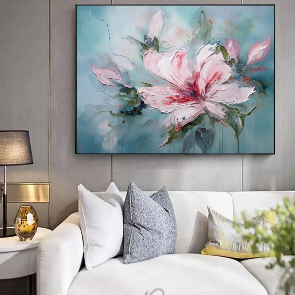 Azure Petal Blush Abstract Painting