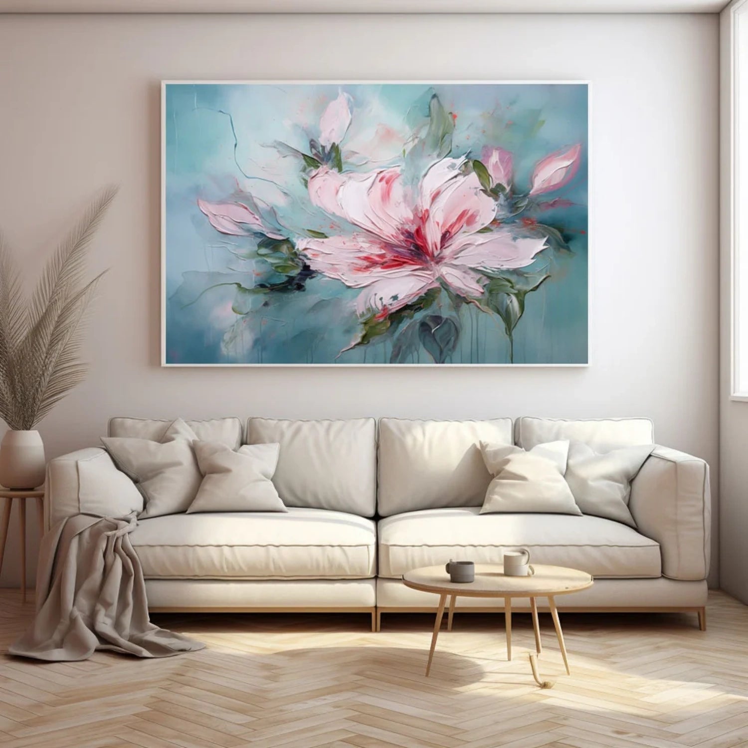 Azure Petal Blush Abstract Painting