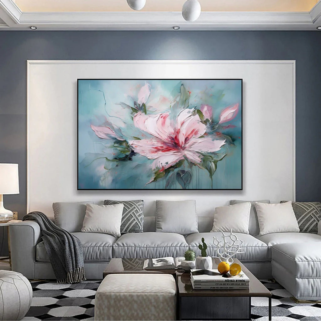 Azure Petal Blush Abstract Painting