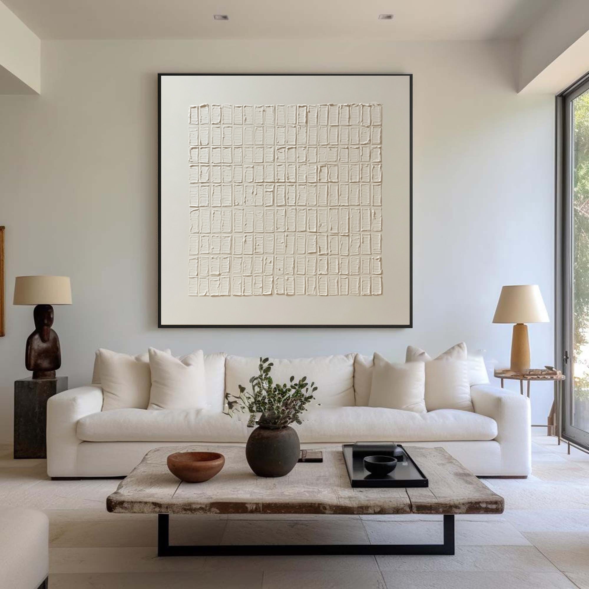 Silent Rhythm Grid Textured Painting