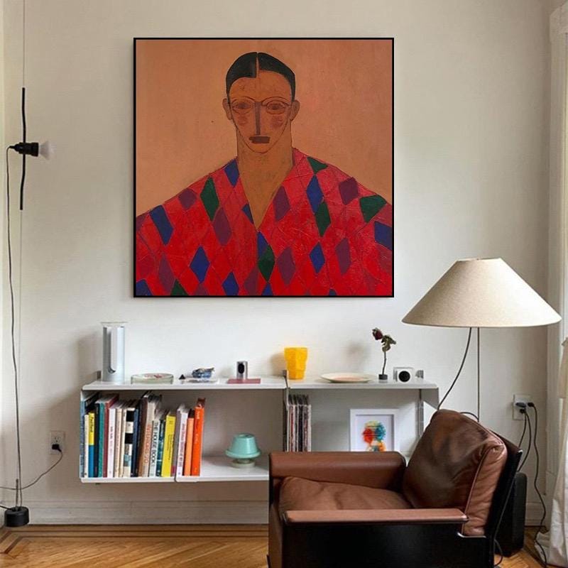 Harlequin Gaze Modern Portrait Painting