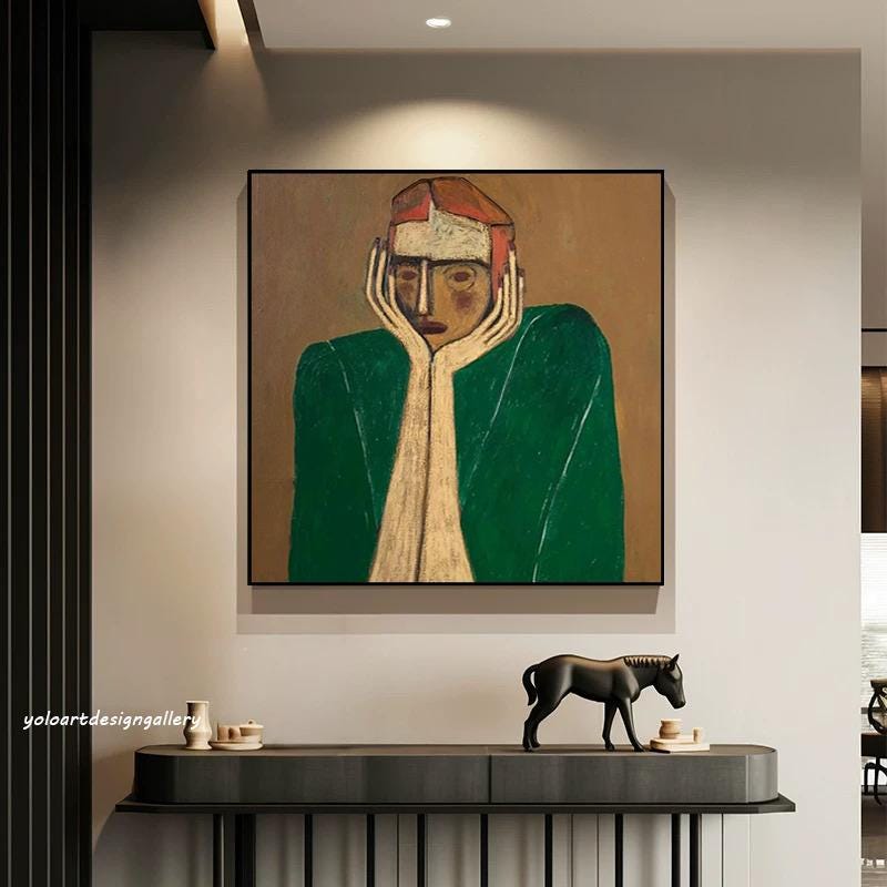 Quiet Resolve Emerald Figurative Painting