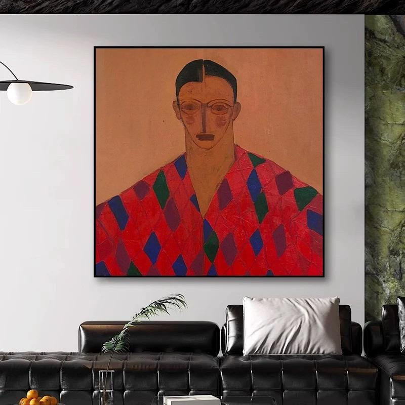 Harlequin Gaze Modern Portrait Painting