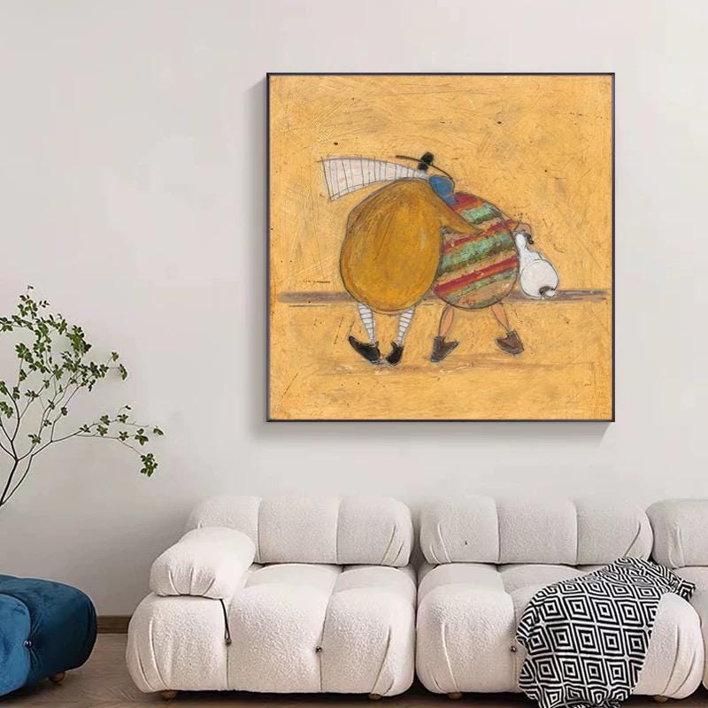 Whimsical Friends Walking Abstract Painting