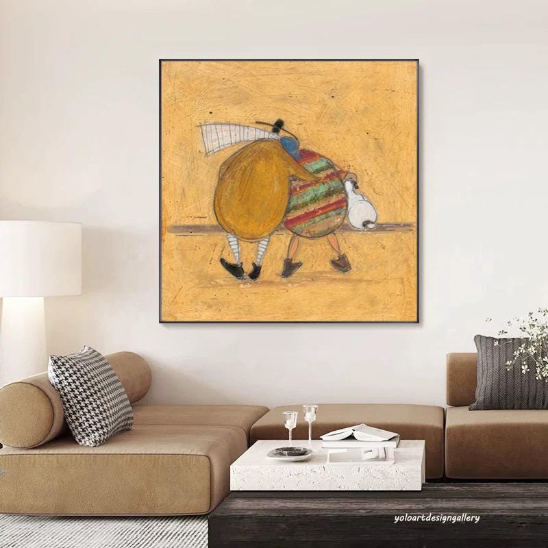 Whimsical Friends Walking Abstract Painting