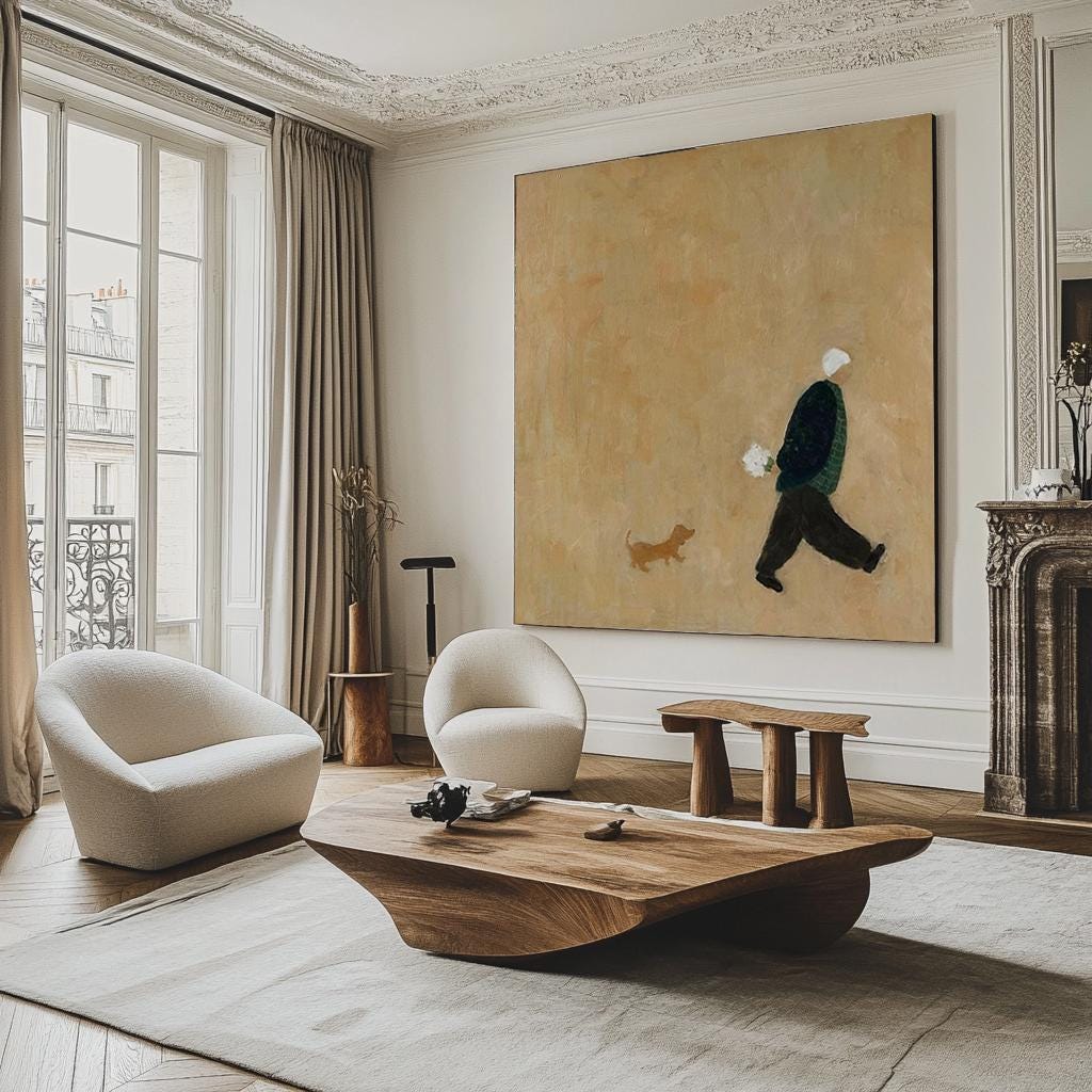 Quiet Stroll With Puppy Minimalist Painting