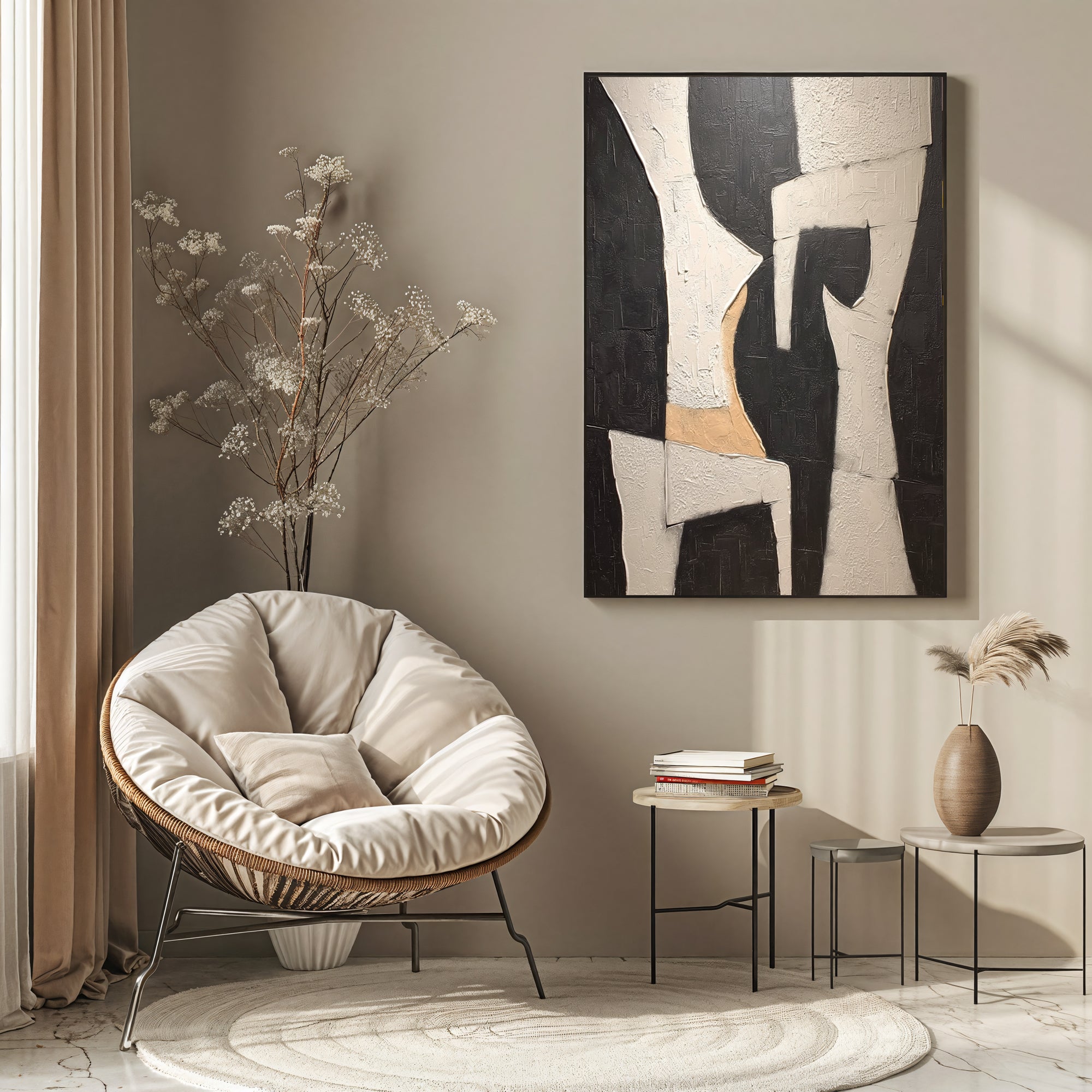 Black & White Modern Abstract Painting