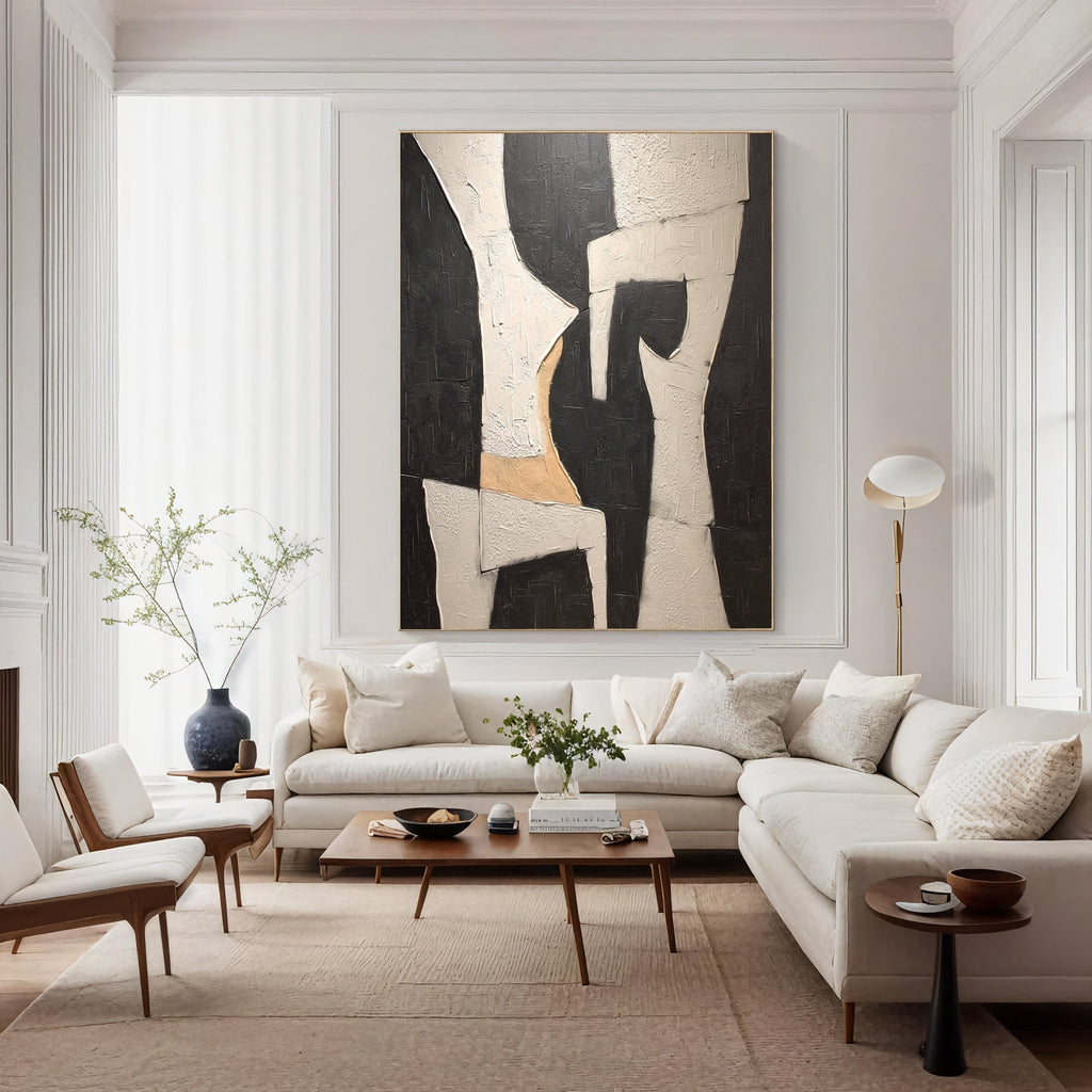 Black & White Modern Abstract Painting