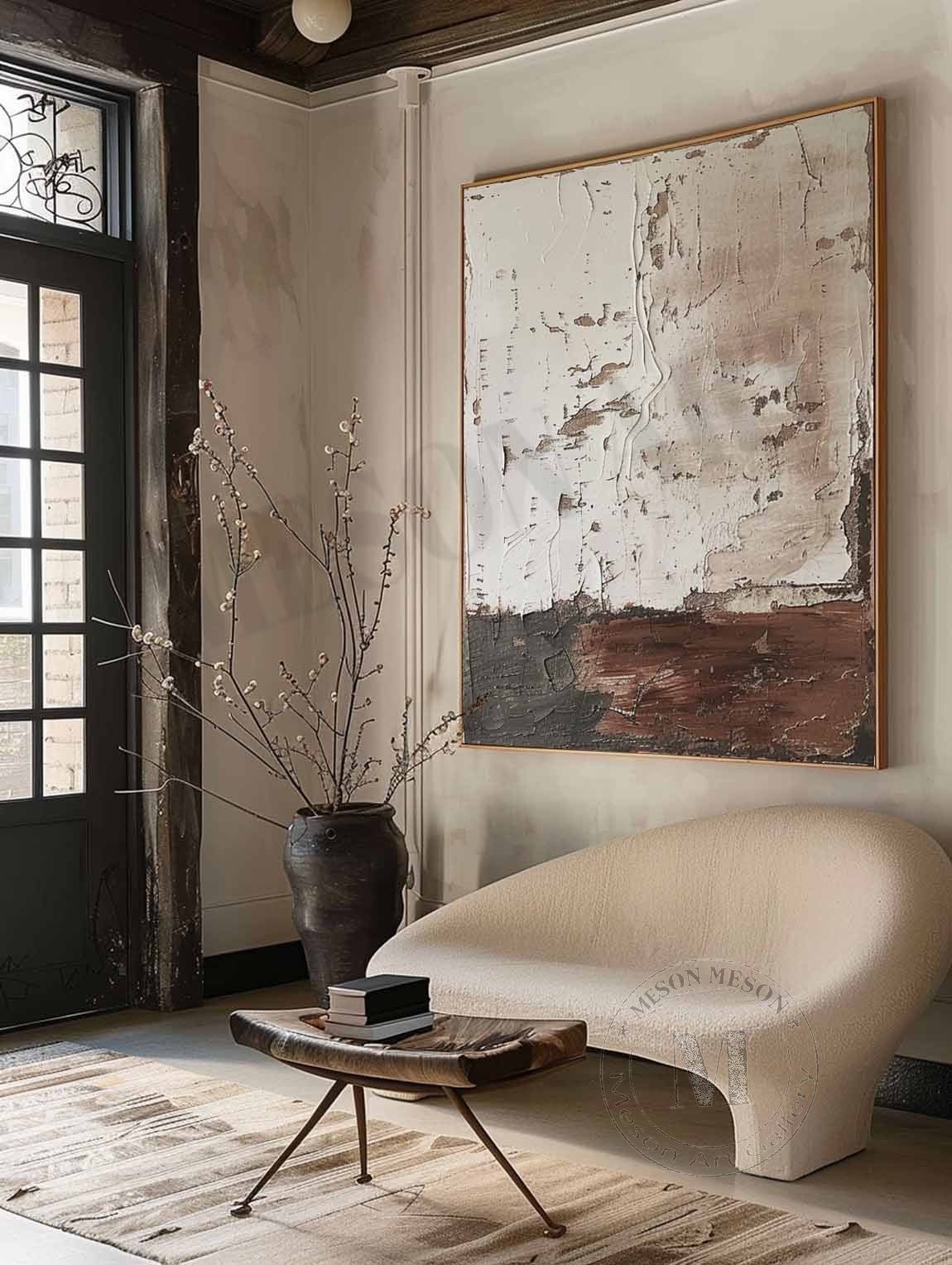 Earthen Strata: Raw Wabi Sabi Textured Abstract Painting for an Industrial Aesthetic