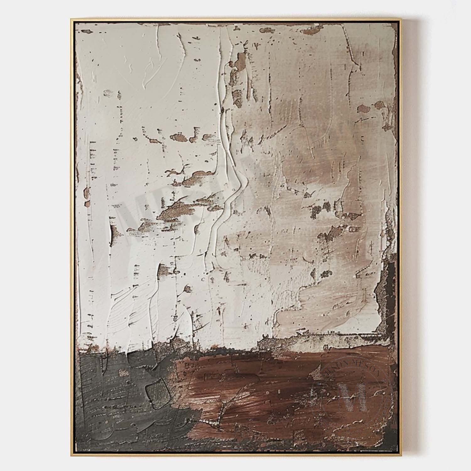 Earthen Strata: Raw Wabi Sabi Textured Abstract Painting for an Industrial Aesthetic