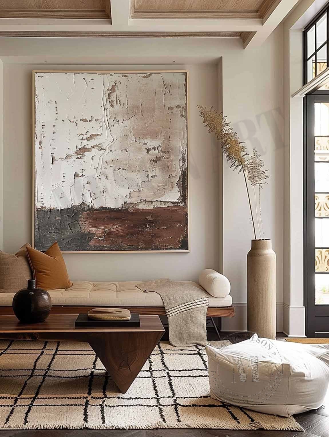 Earthen Strata: Raw Wabi Sabi Textured Abstract Painting for an Industrial Aesthetic