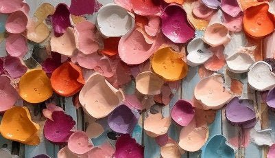 Petal Cascade: A Textured Abstract Floral Paintings for Living Room