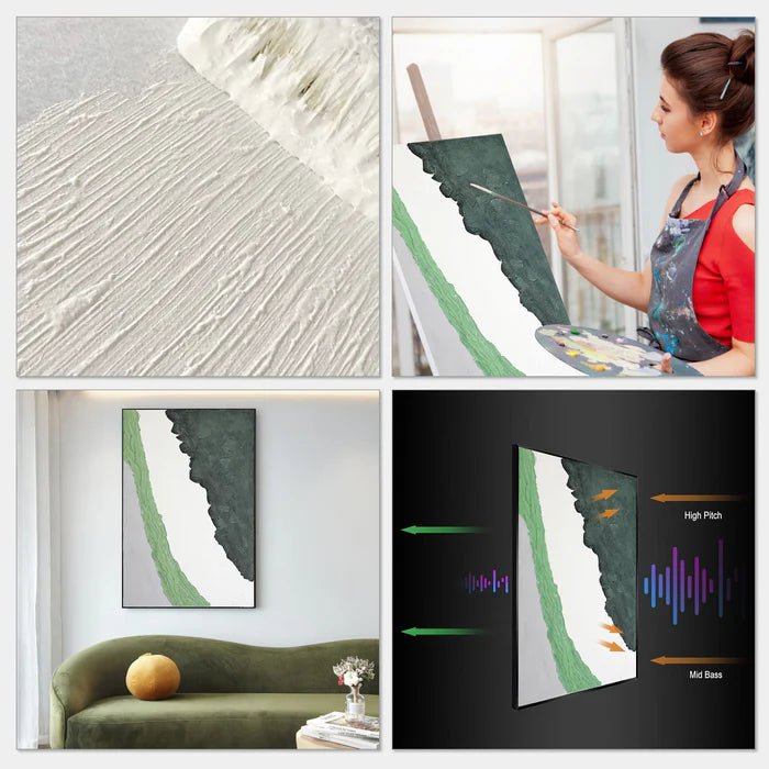 Veridian Depths: A Large Minimalist Green Abstract Wall Art for Earthy Interiors